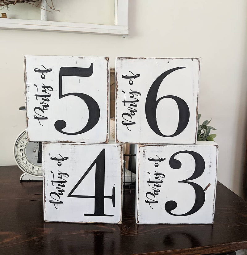 "Party of" Family Number Wood Blocks