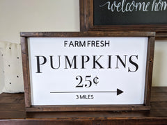 Fresh Pumpkins Framed Wood Sign Fall