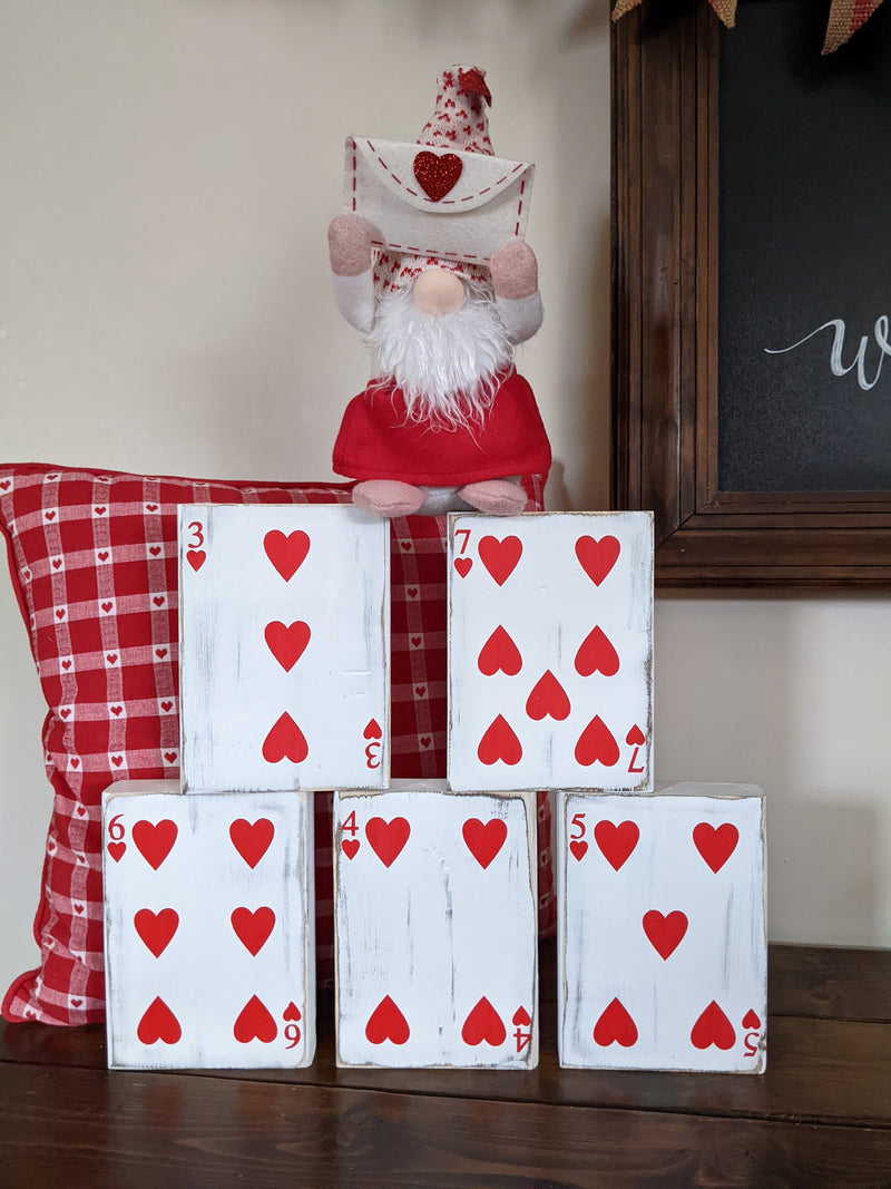 Hearts Playing Card Wood Blocks