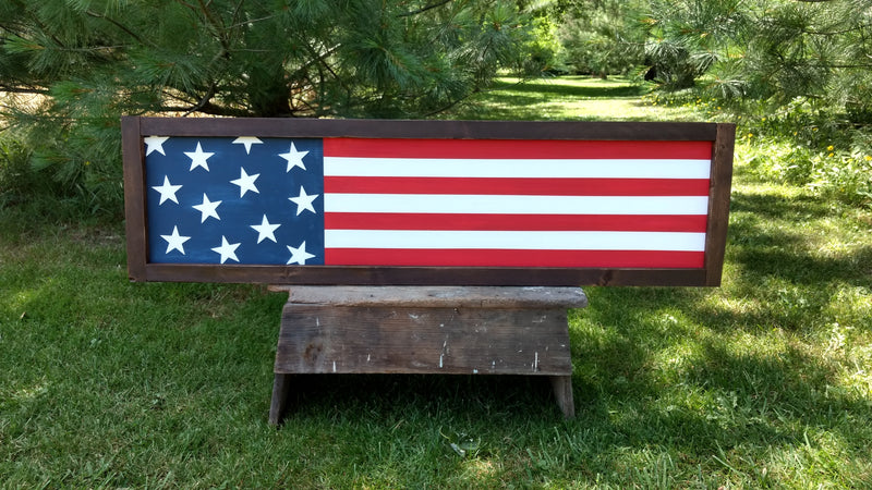 American Flag Framed Large Wood Sign