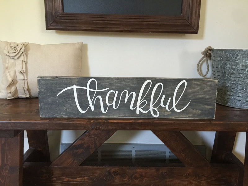 Hand Painted "Thankful" Sign