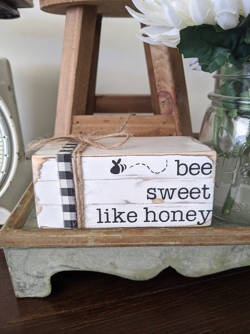 Bee Sweet Like Honey Mini Wood Blocks