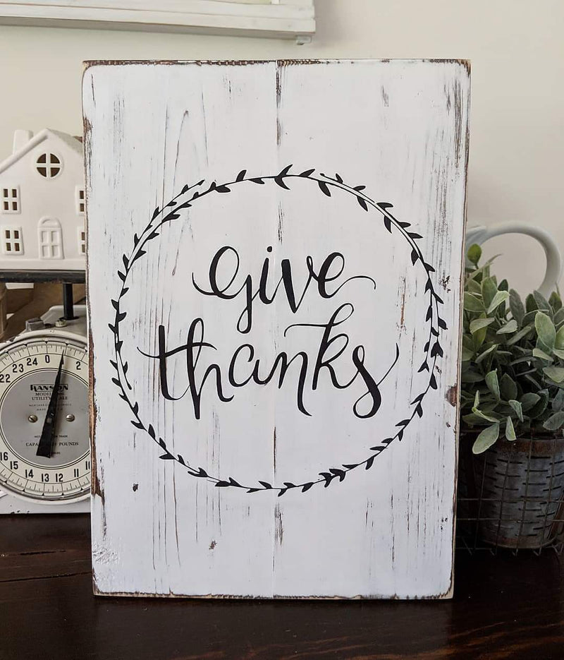 Give Thanks Hand Painted Sign