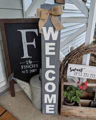 Welcome Sign with Burlap Bow Outdoor/Indoor