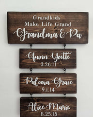 Grandkids Name Gift Sign
