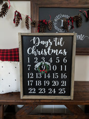 Christmas Advent Calendar Countdown Sign