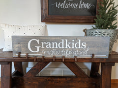 Grandkids Wood Sign Photo Display
