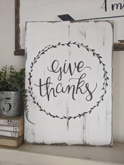 Give Thanks Hand Painted Sign