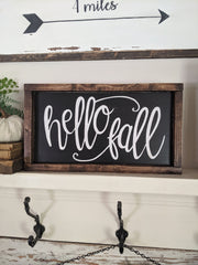 Hello Fall Framed Wood Sign