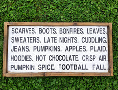 Fall Words Framed Sign