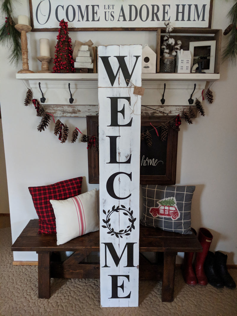 Large Welcome Wreath Sign