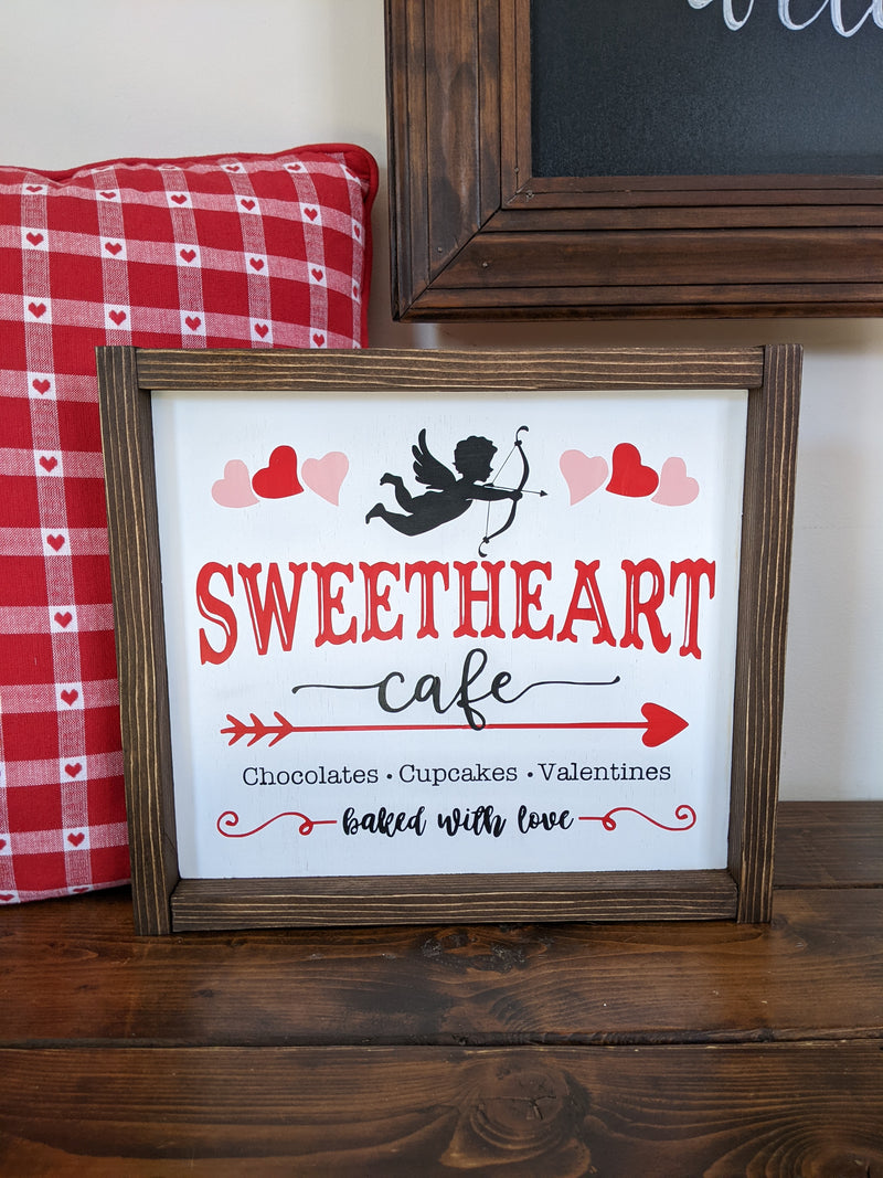 Cupid Sweetheart Cafe Wood Sign