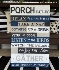 Porch Rules Wood Sign