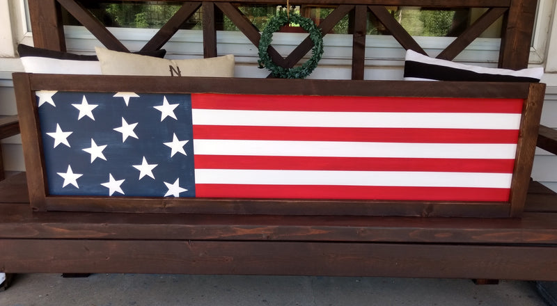 American Flag Framed Large Wood Sign