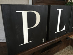 Set of 4 Scrabble Play Large Wood Signs