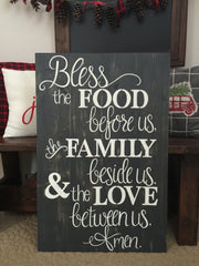 Bless the food before us, Dining room sign