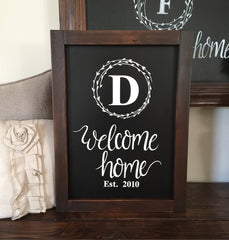 Welcome Home Framed Wood Wreath Sign