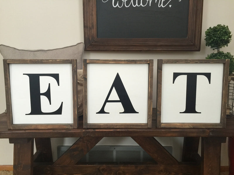 EAT Set of 3 Wood Signs